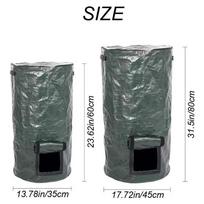 2 Pack Organic Compost Bags 15 Gallon 34 Gallon Garden Compost Bins Reusable PE Waste Disposal Compost Bags for Kitchen tamsiai žalia spalva