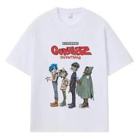 2026 Gorillaz DeterThin Raštas Y2k Harajuku Gatvės apranga 100% Medvilnės Marškinėliai Laisvi Didelio dydžio Vasariniai Vyriški Marškinėliai S balta