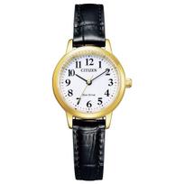 CITIZEN CITIZEN COLLECTION Cowhide Yellow Gold Women's Watch, EM0932-10A, Solar-Powered Eco-Drive, Leather, Black,