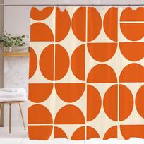 Oranžinė Viduramžių Dušo Užuolaida Vonios Kambario Dekoratyvinė Moderni Abstraktaus Geometrinio Meno Dušo Užuolaida, Vandeniui Atspari W60H190(CM)-1 Pcs