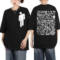 Crew Neck T - Shirt with Billie Eilish Icon Lyric Collage Creative - Inspired Graphic Featuring Pop Art for Fans Billie Eilish S juoda