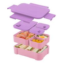 Bento pietų dėžutė suaugusiems vaikams, be BPA, nepralaidi, pietų konteineris, daugiasluoksnis maisto planavimo konteineris violetinė