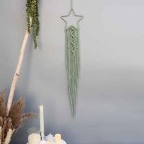 Makramė svajonių gaudyklės gobelenas Mėnulis Žvaigždė Apvalus Širdies formos Boho sienos kabinamas Nordic ornamentas Namų sienos kabinamas dekoras Dovana gray