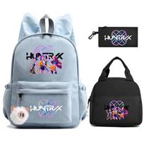 3Pcs/set Anime K-Pop Demon Hunters Printed Backpack with Lunch Bag Pengcil Case for Teenager Girl Boy Back To School Bookbag Large Capacity Travel Bag