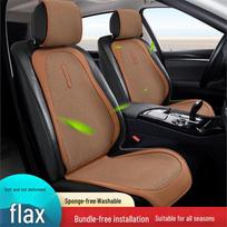 Natūrali lino universali automobilio sėdynės pagalvėlė, neslystanti, pralaidi orui, patvari, visoms 5 vietų transporto priemonėms, tinkama visiems sezonams. Full Car 5 Seats ruda