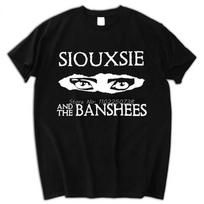 Women Men Tshirt Harajuku Siouxsie and The Banshees Men T Shirt Cool Goth Punk Eyes Graphic Tshirts The Cure Ropa Hombre#Color S juoda