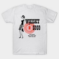 Men Black Print T-shirt Whisky A Go Go Vintage Poster Restoration Digital Painting Retro Band Gig No-Cut Transfer Paper Print Cotton Tshirt M balta