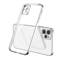 Prabangus dengtas kvadratinis rėmelis skaidrus dėklas iPhone 12 11 13 14 Pro Max Mini Se 2022 X Xs Xr 7 8 Plus minkštas plonas skaidrus dangtelis for 14 plus sidabras