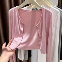 Women's Black Modal Sunscreen Cardigan - Summer Outerwear, Shawl, Ice Silk Knitted Jacket for Air-Conditioned Rooms. XL (115-130 jin) balta
