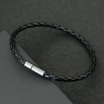 Vyriškas juodas odinis apyrankė paprasto stiliaus sagtelė apvyniojama punk stiliaus papuošalų aksesuarai Hombre dovanos vaikinui Bracciale Uomo juoda