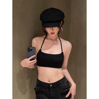 Girl Spring and Summer Sexy Hang Neck Beautiful Back Small Chest Gather No Underwire Cross Suspender No Trace Underwear 32/70AB juoda