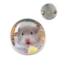 Cute Hamster Pin Creative Funny MeMe Cute Mouse Pins Glass Metal Brooch Lapel Pins Badge Clothing Accessories Jewelry Gifts 20MM