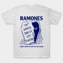 Men Black Print T-shirt Ramones No-Cut Transfer Paper Print Cotton Tshirt 2XL balta