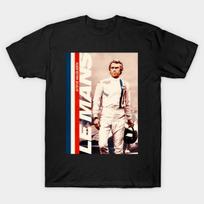 Men Black Print T-shirt Steve Mcqueen - Lemans No-Cut Transfer Paper Print Cotton Tshirt L juoda