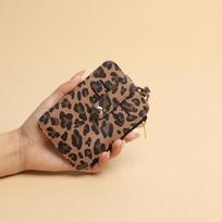 Women'S Leopard Print Slim Wallet with Multi-Card Slots, Key Ring Zipper Closure, Card Holder For Compact Everyday Carry for Women