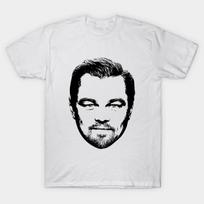 Men Black Print T-shirt Leonardo Dicaprio No-Cut Transfer Paper Print Cotton Tshirt 3XL balta