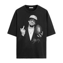 BAD BUNNY 2026 Super Bowl Vyrams Moterims Oversized Y2k Sunkus Medvilninis Marškinėlis Streetwear Harajuku Tee Moteriški Vyriški Drabužiai S juoda