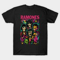 Men Black Print T-shirt Ramones No-Cut Transfer Paper Print Cotton Tshirt XL juoda