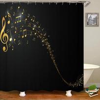 Muzikos Natos Dušo Užuolaida Pilka Balta Dizainas Muzikinė Tema Vonios Dekoras Aukštasis Raktas Meno Raštas Modernus Namų Dekoras Dovana W60H190(CM)-1 Pcs