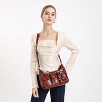 Niche Black Multi-Pocket Motorcycle Crossbody Bag, Versatile Shoulder Chain Bag for Spicy Girls vyno raudonos spalvos