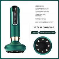 Electric Cupping Massage Device Vacuum Guasha Massager Jars Infrared Heating for Back Scraping Can Fatigue Relieve Health žalia