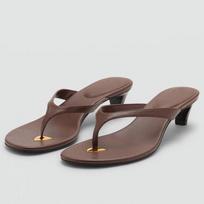 Women Sandals Sexy Clip Toe Flip Flops with Metal Decor, Retro Brown Platform Slide Slippers for Summer Vacation Beach Fashion 36 ruda