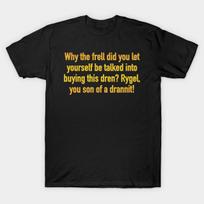 Men Black Print T-shirt Farscape Cussing No-Cut Transfer Paper Print Cotton Tshirt L juoda