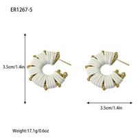 Temperament Retro Maillard-style Leather Rope Weaving C-shaped Stripes Steel Needle Stud Earrings for Women Jewelry Accessories balta