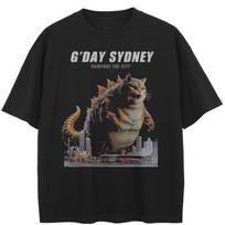 Streetwear Godzilla Cat Graphic T-Shirt Cotton Tshirt Unisex Tops Tees Summer Short Sleeves T Shirt S juoda