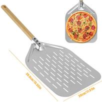 Naujas 12 colių picos padėklas Aliuminio lydinio picos kastuvas su rankena Nelipnus perforuotas kastuvas Lengvas picos kastuvas Daugkartinio naudojimo 12" gray
