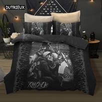 Black Duvet Cover Human Skeleton Bedding Set Horror Skull Motorcycle and Beauty Duvet Cover Single Double Queen King Size Decor EU single(135x200cm) gray