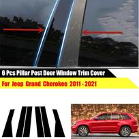6 vnt. juodos statramsčių apdailos dangteliai durų langų apvadai Jeep Grand Cherokee 2011-2021