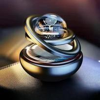 Saulės energija varomas automobilio kvapų difuzorius - besisukantis aromaterapinis oro gaiviklis su daugkartinėmis tabletėmis automobilio prietaisų skydeliui juoda