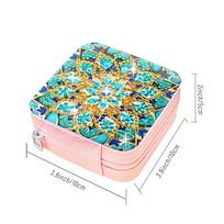 PU Special Shaped Mandala Pattern Diamond Painting Jewelry Organizer 5D DIY Diamond Painting Storage Box for Necklaces Earrings