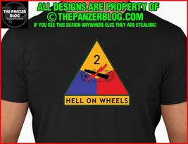 2-osios šarvuotosios divizijos marškinėliai II pasaulinio karo JAV armijos „Hell on Wheels“ Unisex marškinėliai S