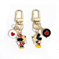 2pcs Metal Keychain, Minnie Mouse, Kawaii Bag Pendant Accessories, Cartoon Toys, Gold Color, Gift
