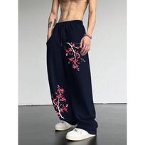 Baggy White Wide Legs with Intricate Black Dragon Print Y2K Revival S