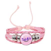 Melanie Martinez Crybaby Pink Leather Bracelet Glass Cabochon Pop Music Album Cover Pattern Leather Bracelet Fans Gift Jewelry