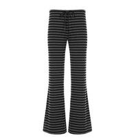 Vintage Striped High Waist Wide Leg Pants Women - Elastic Drawstring Flare Trousers, Retro Casual Boho Style S juoda
