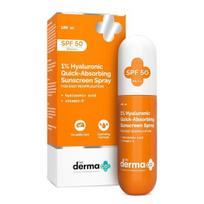 Bendrovė „Derma“. 1% Hialurono greitai įsigeriantis purškiamas kremas nuo saulės | Hialurono rūgštis ir vitaminas E | SPF 50 ir PA++++ | Veidui ir kūnui | Visiems odos tipams - 100 ml