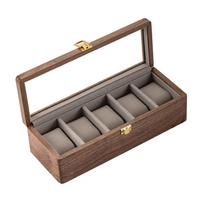 Muso Wood Watch Case for 5 Wooden Watch Case with Clear Storage Box with Removable Luxury Watch Display Case Watches, Window, Pillow, (Walnut) ruda