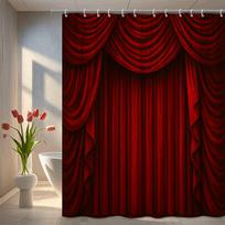 Raudono aksomo teatro užuolaida Dušo užuolaida Dramatiškos scenos užuolaidos Elegantiškas prabangus vonios kambario dekoras Atsparus vandeniui Lengva įrengti W60H190(CM)-1 Pcs gray