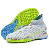 32-45unisex Futbolo batai Aukštakulniai Elastinės kojinės PVC Guminis Minkštas padas TFFutbolo batai Vyriški Specialūs Vaikų Varžybų Treniruočių Futbolo batai 34 balta