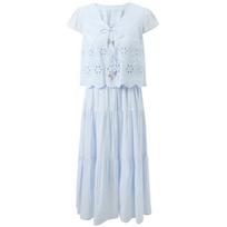 Sancai Cherry Blossom Embroidered A-Line Dress L dangaus mėlyna spalva