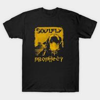 Men Black Print T-shirt Soulfly  Prophecy No-Cut Transfer Paper Print Cotton Tshirt XL juoda