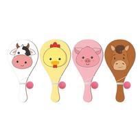 4Pcs Retro Paddle Ball Game Elastic String Sports Game Toys Wooden Target Ball  Active Play Set 2