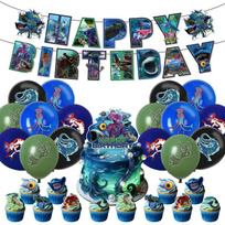 Bloop Jūros Monstras Gimtadienio Šventės Dekoracijos Gran Maja Subnautica Šventės Dekoracijos Vėliavėlė Torto Viršus Keksiukų Viršūs Balionai