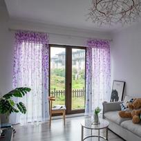 (Septyniadienis)Lapai permatomos užuolaidos tiulis langų apdaila Voile Drape Valance 1 skydo audinys violetinė