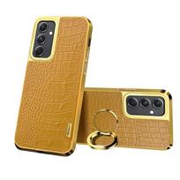 360° besisukantis žiedas automobilinis laikiklis Krokodilo rašto odinis telefono dėklas Samsung S23 S22 S21 S24 Ultra S20 FE A55 A54 A53 A52 A35 For Galaxy S10 oranžinė