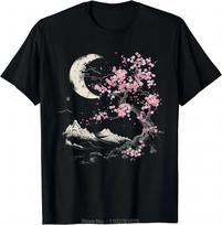 Vyšnių Žiedų Mėnesienos Ramybė Marškinėliai Vyriški Drabužiai Japoniško Stiliaus Medvilninis T-shirt Per dydį T-shirt Laisvalaikio Sportinis T-shirt S